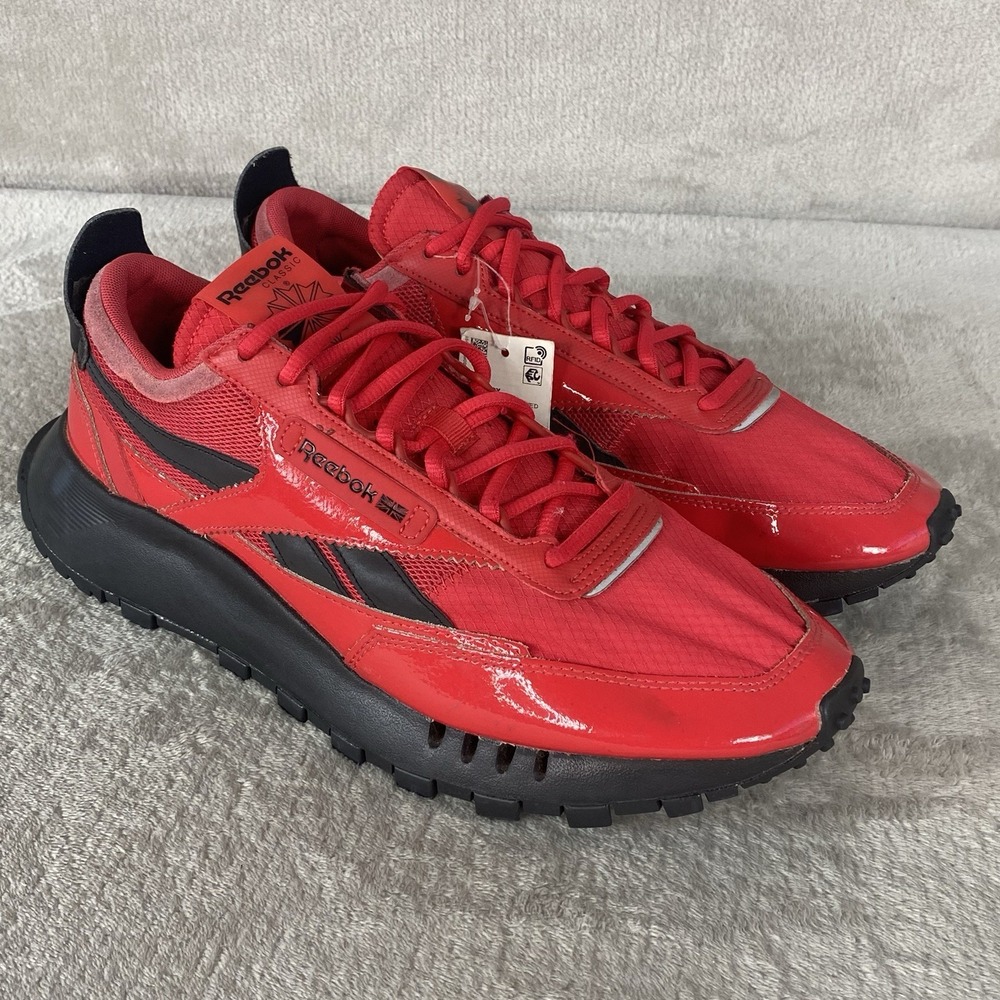Reebok CL Legacy Shoes Mens Size 12 Red Black Patent Leather Running NEW